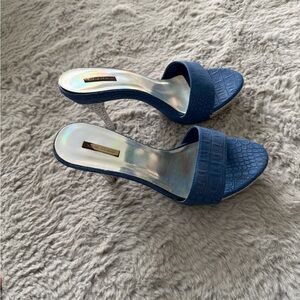 Michael Antonio Blue Croc-Embossed Heels